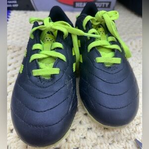 Adidas Kids Black & fluorescent Green Athletic cleats size 12C